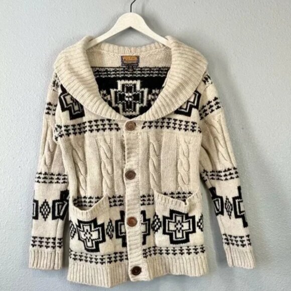 Pendleton 100% Virgin Wool Cable Cardigan Portland Collection Knitted in the USA - Picture 2 of 8